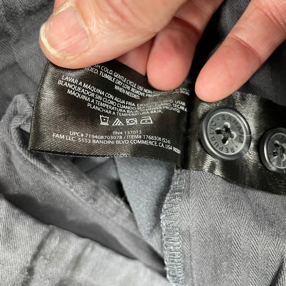 Banana Republic Chino Pants Mens 36x30 Gray Fulton Skinny Stretch Preppy